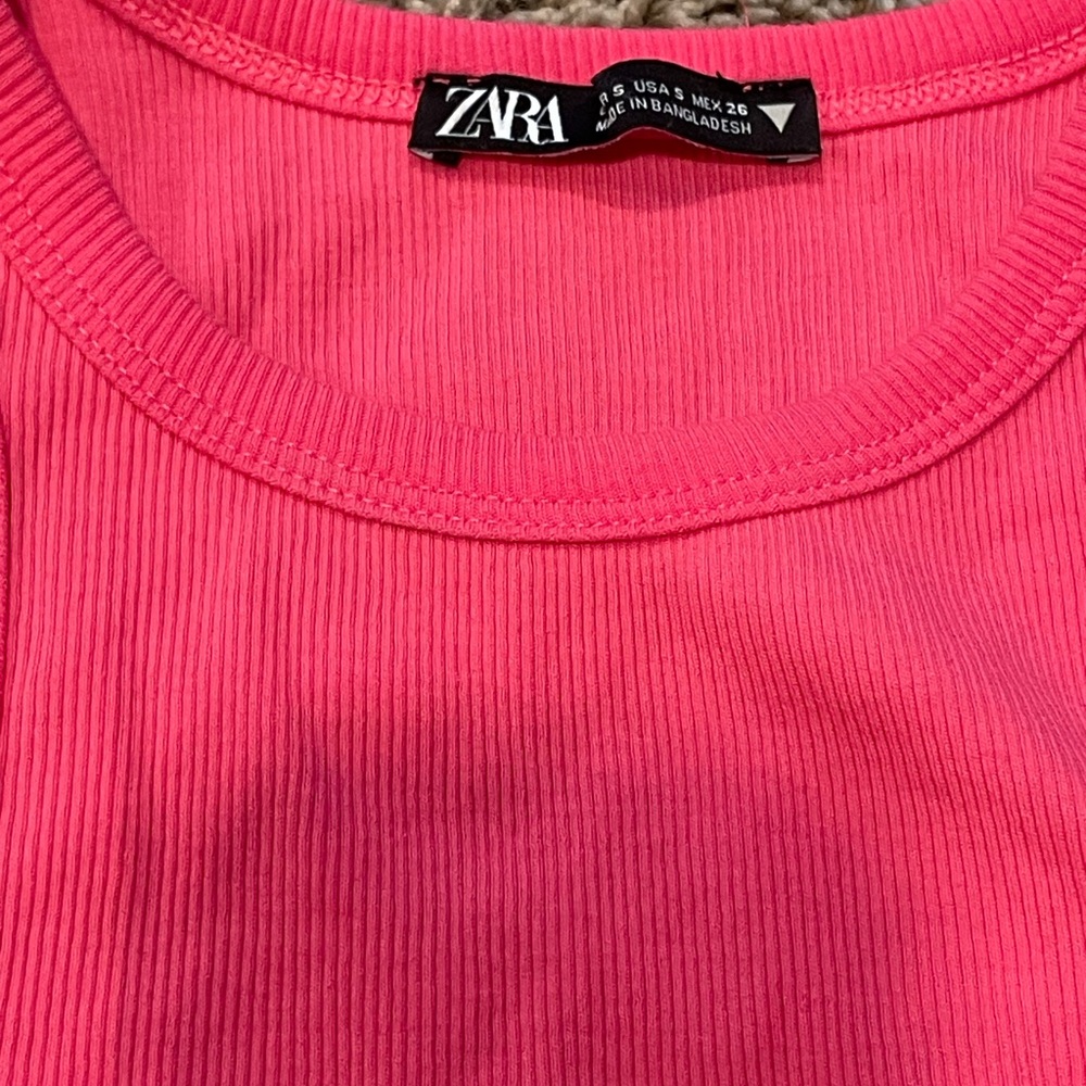 Zara Pink Ribbed Tank Top - Picture 2 of 3